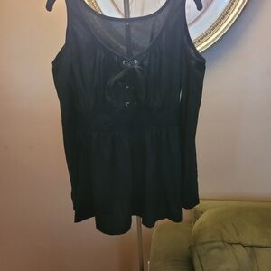 Chic Black Lace-Up Women's Tank Top